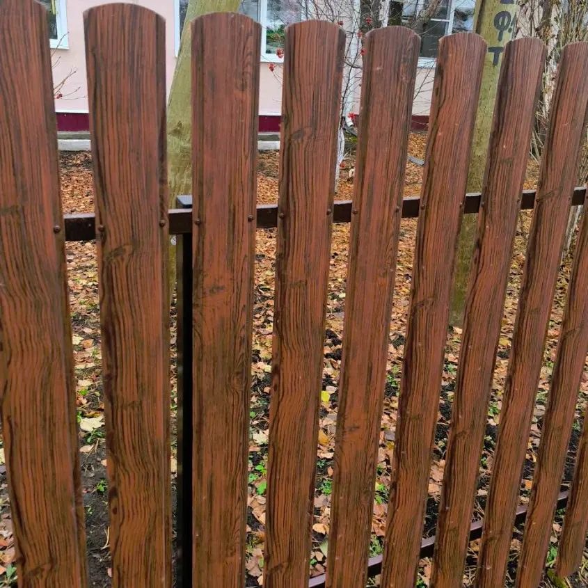 Фото 2 забор из металлосадинга Евро-Брус Античное Дерево 3D Принтек