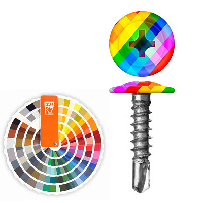 Caморез ПШС по металлу 4,2х16мм порошковая покраска RAL прессшайба сверло