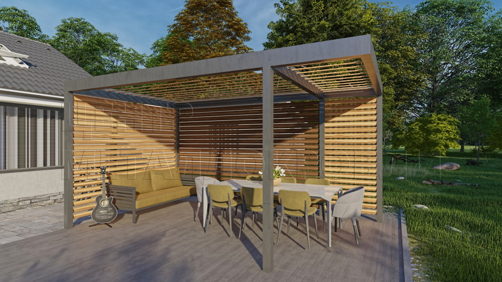 Пергола из ламелей Еврожалюзи Пергола из ламелей Еврожалюзи