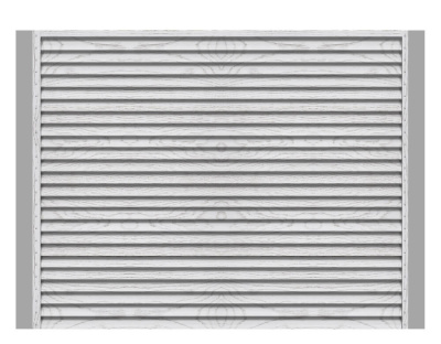 Секция забора жалюзи из ламелей жалюзи ЭКО-Z Беленый Дуб Printech Корея с металлическими столбами анфас